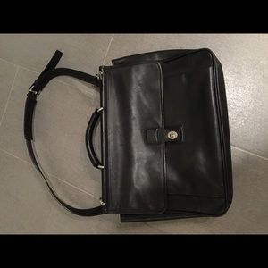 Coach black leather unisex briefcase